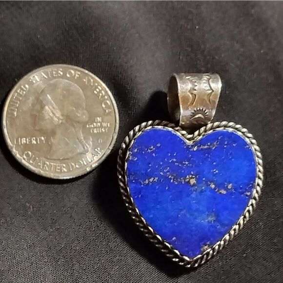 Joan Slifka lapis luzili sterling pin/pendant brooch - Picture 10 of 11